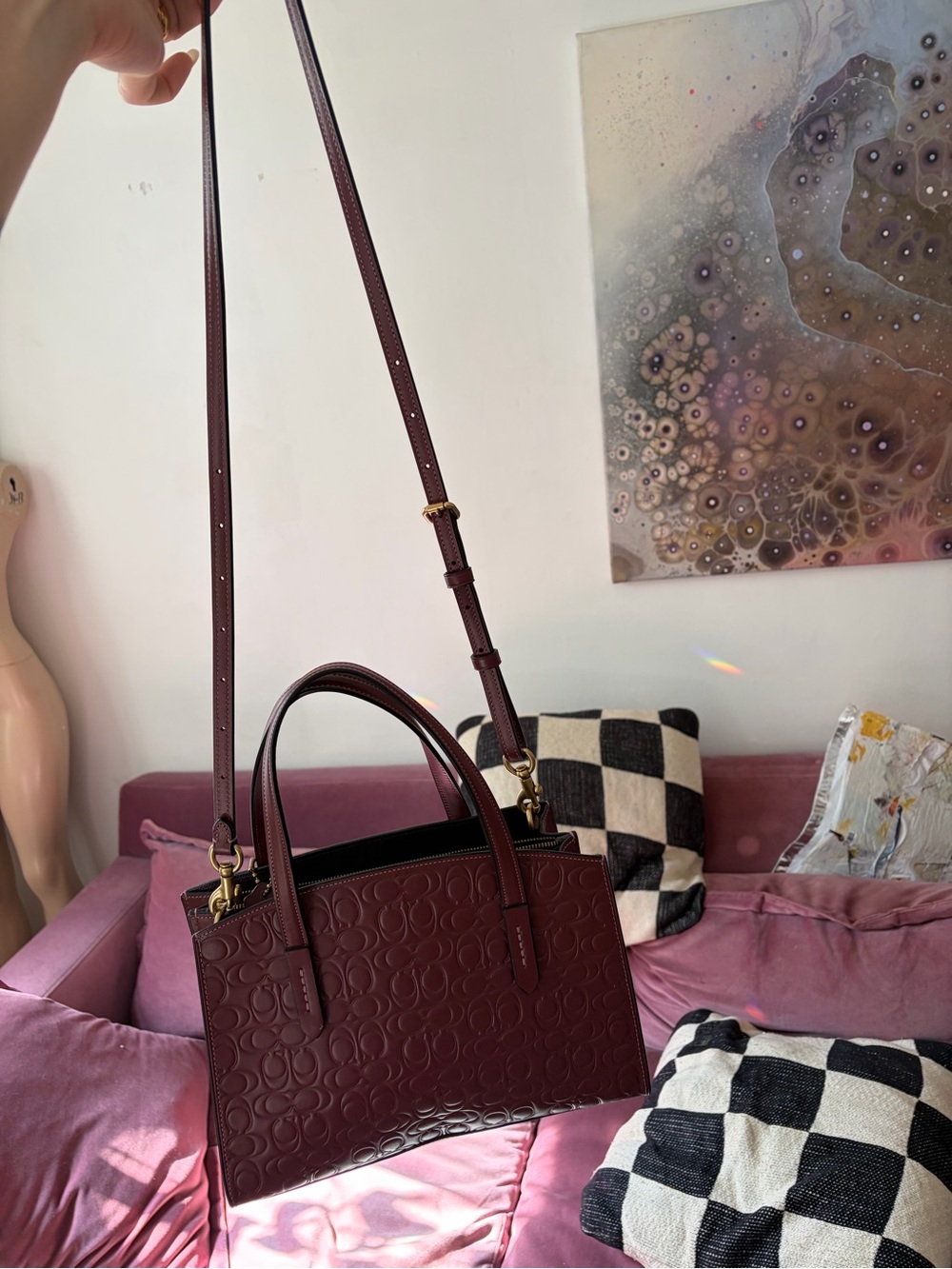 coach charlie carryall 28 signature leather bag oxblood